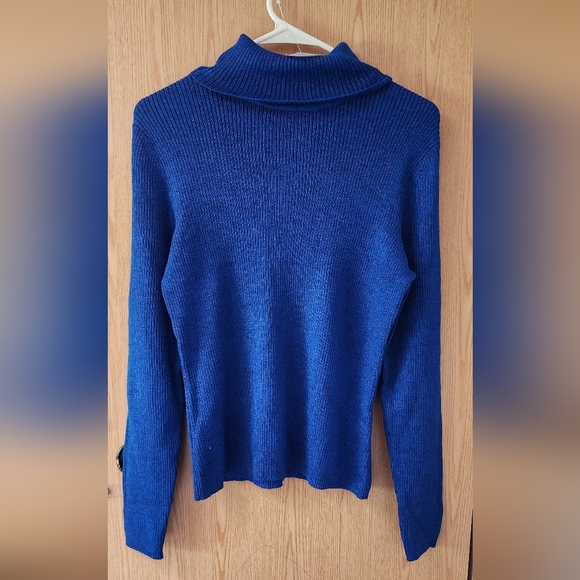 Worthington Blue Cowl Turtleneck Sweater - Picture 1 of 3